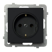 Розетка одинарна із заземленням без рамки Ospel Sonata Чорна