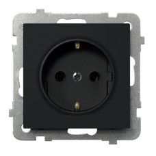 Розетка одинарна із заземленням без рамки Ospel Sonata Чорна