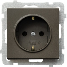 Розетка одинарна із заземленням без рамки Ospel Sonata Шоколад
