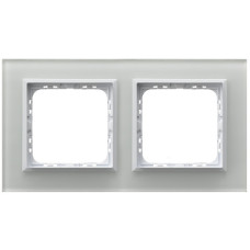 рамка 2-а горизонтальна Біле скло Ospel Sonata