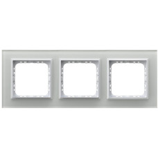 рамка 3-а горизонтальна Біле скло Ospel Sonata