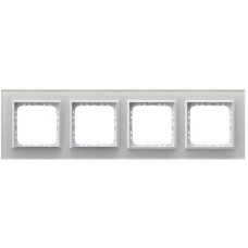 рамка 4-а горизонтальна Біле скло Ospel Sonata