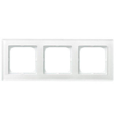 рамка 3-а горизонтальна Біле скло Ospel Sonata