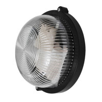 Світильник вологозахищений, Чорний, коло, прозорий плафон, (пластик/пластик)