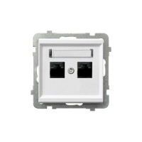 Розетка комп'ютерна подвійна без рамки Ospel Sonata біла