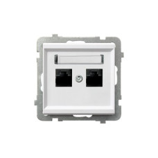 Розетка комп'ютерна подвійна без рамки Ospel Sonata біла