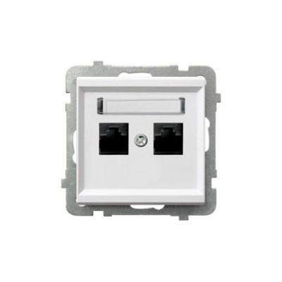 Розетка комп'ютерна подвійна без рамки Ospel Sonata біла