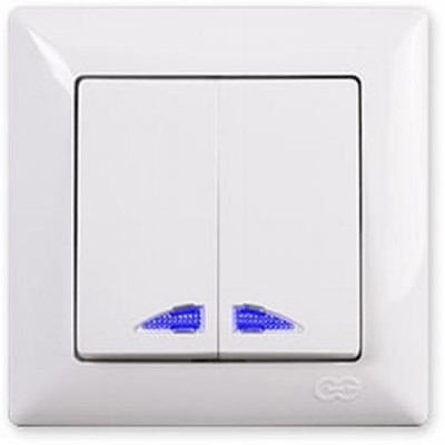 Вимикач 2кл. з підсвіткою Visage Білий