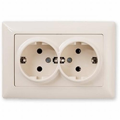 Розетка подвійна із заземленням VISAGE Крем
