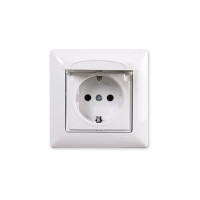 Розетка одинарна із заземленням та кришкою VISAGE Біла