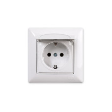 Розетка одинарна із заземленням та кришкою VISAGE Біла