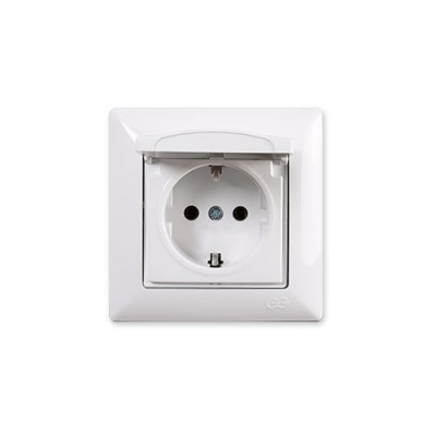 Розетка одинарна із заземленням та кришкою VISAGE Біла