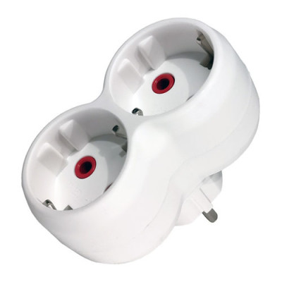 Розгалуджувач подвійний із заземленням, білий Neomax