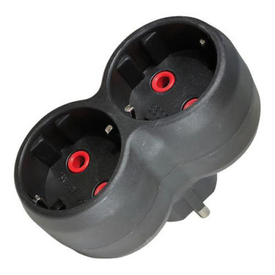 Розгалуджувач подвійний із заземленням, чорний Neomax