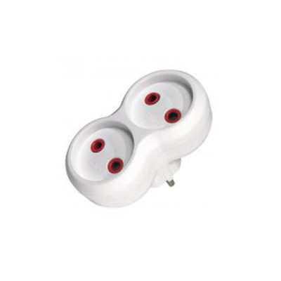 Розгалуджувач подвійний без заземлення білий Neomax