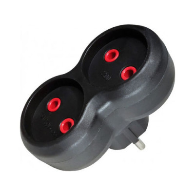 Розгалуджувач подвійний без заземлення чорний Neomax