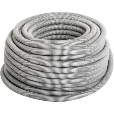 Труба гофрована з протяжкою 320Н "Ультра" d-20мм. світло-сіра, (бухта 100м.)