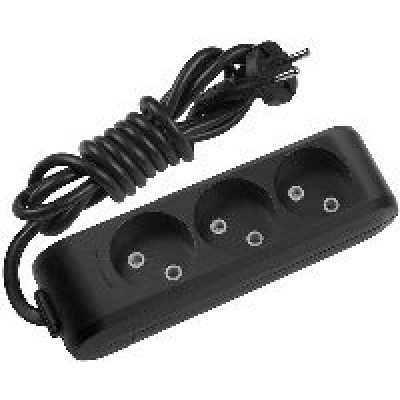 Подовжувач двомісний 3м 40шт ЧОРНИЙ