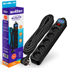 Мережевий фільтр-подовжувач  "Svittex"  5гн./3м.. Чорний