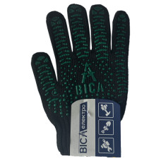 Рукавички робочі "Віса-Електро"  Чорні + зелений ПВХ-трактор  ХБ р-р. 10, кл.7