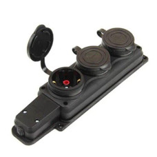 Колодка 3-на каучукова із заземленням FAR