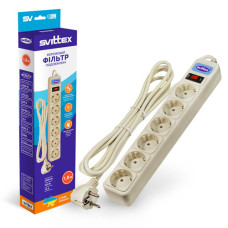 Мережевий фільтр-подовжувач  "Svittex" 6гн./1,8м.