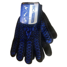 Рукавички робочі "Віса-Електро" арт.2810  Чорні + синій ПВХ-трактор  ХБ р-р. 11, кл.7