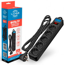 Мережевий фільтр-подовжувач "LOGA"  1,8м Чорний