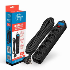 Мережевий фільтр-подовжувач "LOGA"  3м Чорний