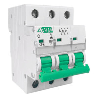 Автоматичний вимикач AWM 4.5kA 3р 25А, х-ка С