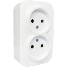 Розетка 2-на  накладна AWM DARA біла  ІР20