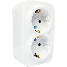 Розетка 2-на із/зк  накладна AWM DARA біла  ІР20