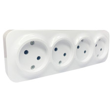Розетка 4-на  накладна AWM DARA біла  ІР20