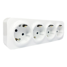Розетка 4-на із з/к  накладна AWM DARA біла  ІР20