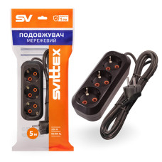 Подовжувач тримісний 5м з заземл. Чорний 40шт