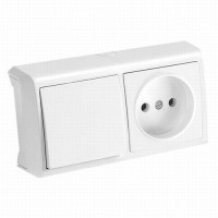 Вимикач 1кл. + Розетка  горизонтальний, білий VI-KO Vera