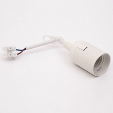 Патрон Е-27 пластиковий, підвісний з кабелем та клемною колодкою, білий, Takel