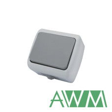 Вимикач  1-кл. накладний AWM AQUA сірий  ІР54