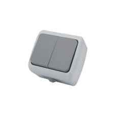 Вимикач  2-кл. накладний AWM AQUA сірий  ІР54