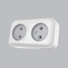 Розетка 2-на  накладна AWM TIMA біла  ІР20