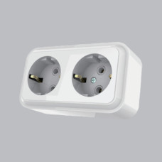 Розетка 2-на із з/к накладна AWM TIMA біла  ІР20
