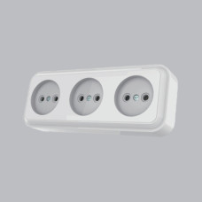 Розетка 3-на  накладна AWM TIMA біла  ІР20