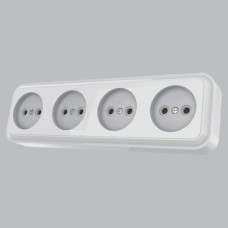 Розетка 4-на  накладна AWM TIMA біла  ІР20