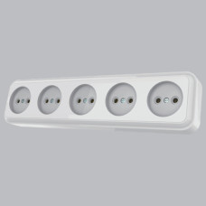 Розетка 5-на  накладна AWM TIMA біла  ІР20