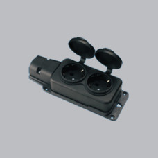 Розетка 2-на із з/к та кришкою каучук, IP54, AWM