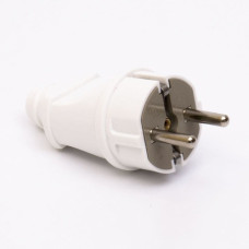 Вилка пряма із з/к 201M, 16A, біла TAKEL