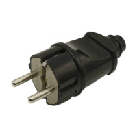 Вилка пряма із з/к 201M, 16A, чорна TAKEL