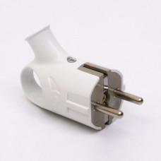 Вилка кутова із з/к та кільцем 208, 16A, білий TAKEL