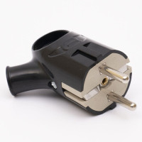 Вилка кутова із з/к та кільцем 208, 16A, чорна TAKEL