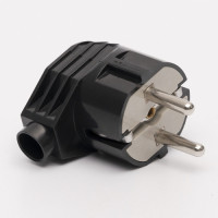 Вилка кутова із з/к 222, 16A, чорна TAKEL